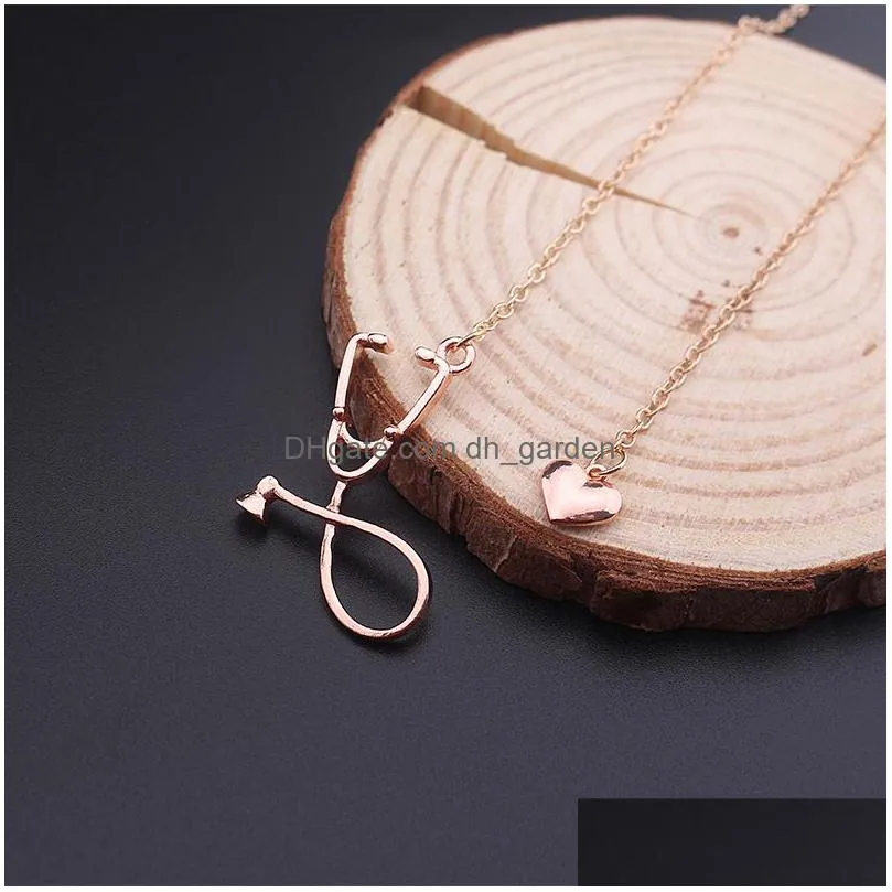 stethoscope lariat necklace fashion jewelry heart and stethoscope pendant necklaces for doctor medical student gift doctor nurse