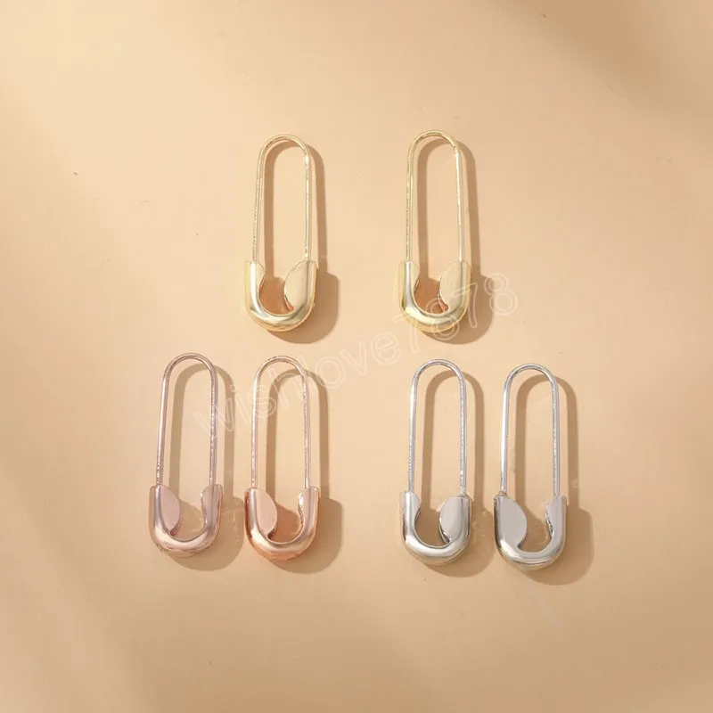 Orecchini a bottone in metallo a forma di U minimalista per donna Uomo Orecchini piercing alla moda con spilla da balia Regali di gioielli