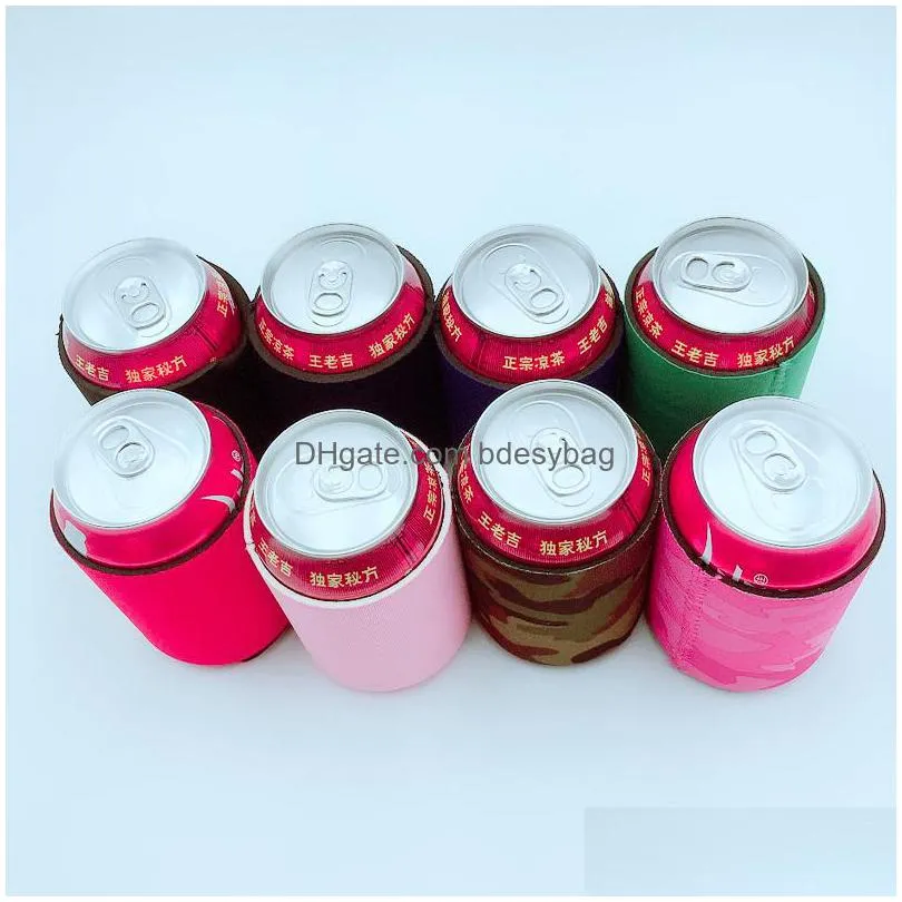 wholesale many colors blank neoprene foldable stubby holders beer cooler bags for wine food cans cover lx1305