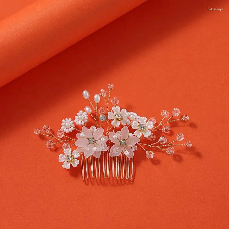 Hair Clips Icazo Bridal Wedding Comb Flower Artificial Crystal Sweet Party Ball Headwear