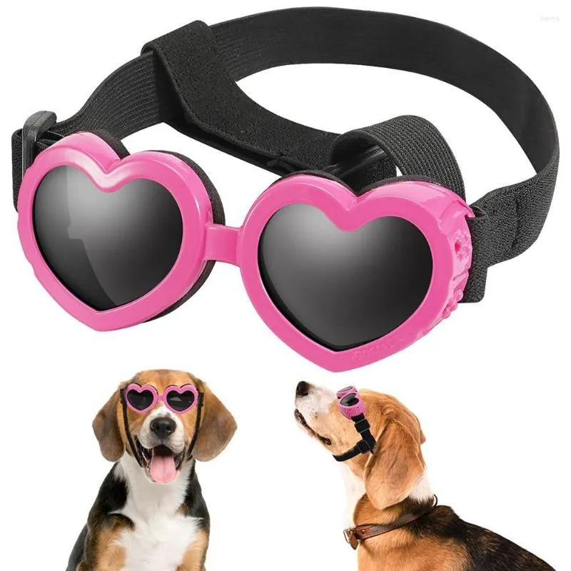 Ropa para perros Gafas de sol con forma de amor Gafas de sol anti-uv vintage de moda Gafas Gafas con correa ajustable