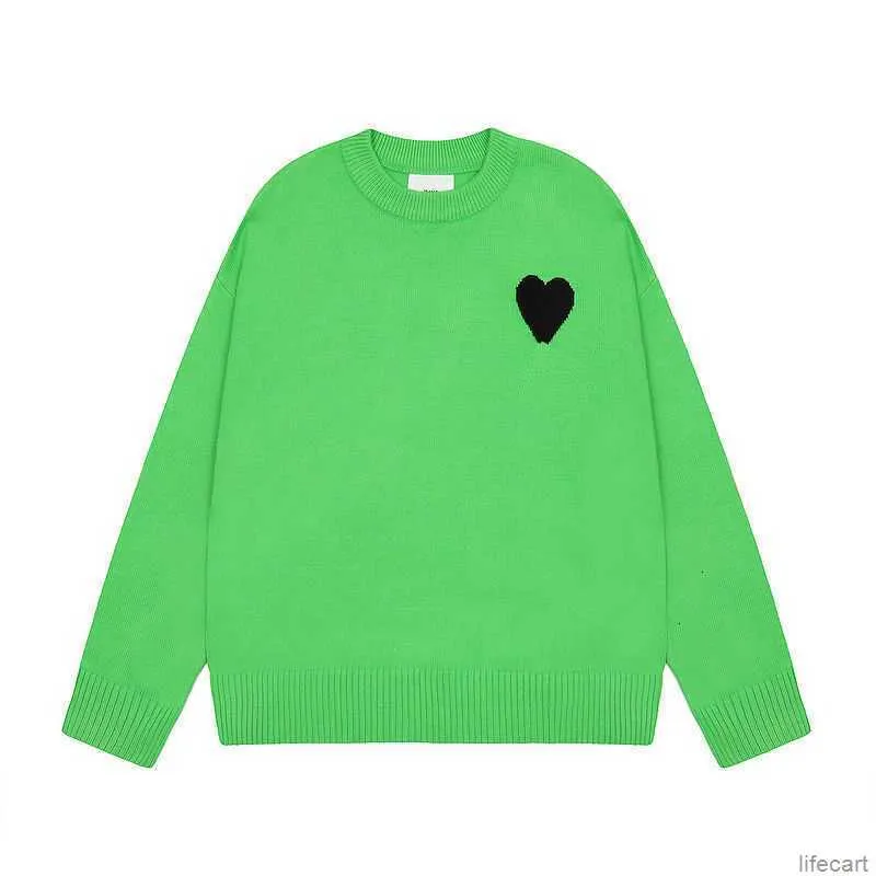 I Am I Paris Knitted Sweater Hoodies Amiparis Streetwear Amisweater 힙합 캐주얼 여성 긴 슬리브 까마귀 Coeur Love Jacquard Heart Pull Amis vnkz