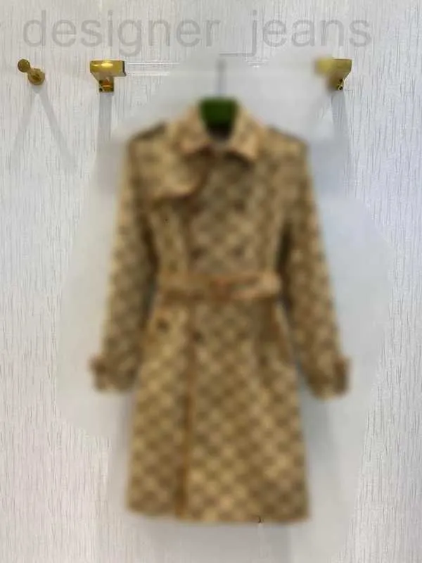 Dames trenchcoats designer G Family 23 lente/zomer dubbele jacquard combinatie lederen rand windjack A0ZZ