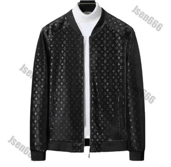 Jaqueta masculina de couro para motociclista, jaqueta nova de couro macio para homens, outono e inverno leve, casual, gola simples, jaqueta simples