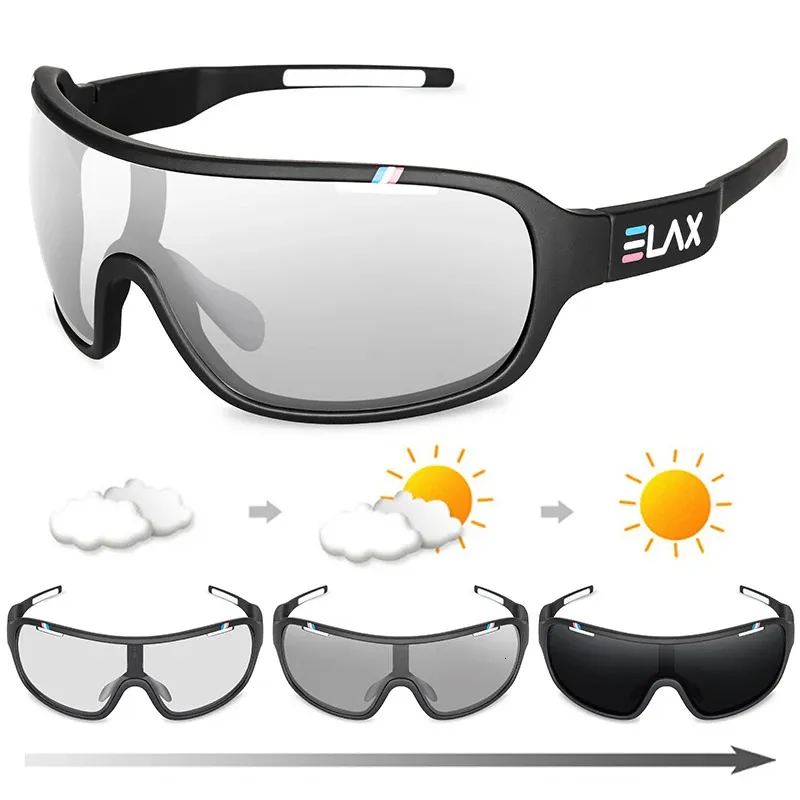 Skibril ELAX MERK Gepolariseerde Pochromic UV400 Outdoor Wegwielrennen Brillen Sport Fietsen Zonnebril Heren Dames Fietsbril 231113