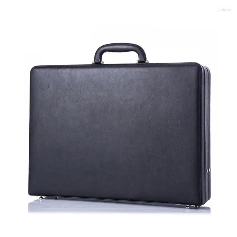 Porte-documents Sac en cuir pour hommes Designer Documents Dossier Mallette d'affaires Véritable Porte-documents noir