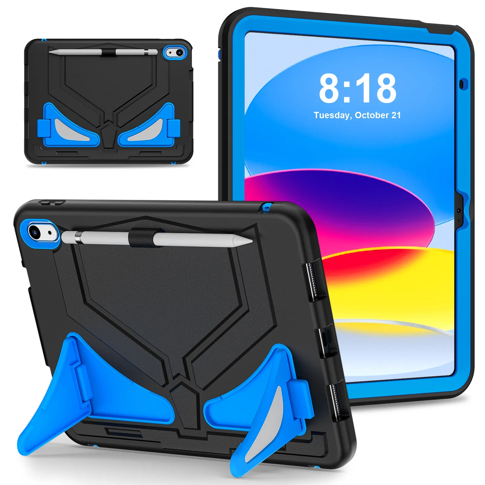 Tablet pc-cases tassen voor iPad 10e gen 10 generatie 10,9-inch A2757 A2696 A2777 Ingebouwde standaard anti-shock siliconenhuid kind paars 10 st