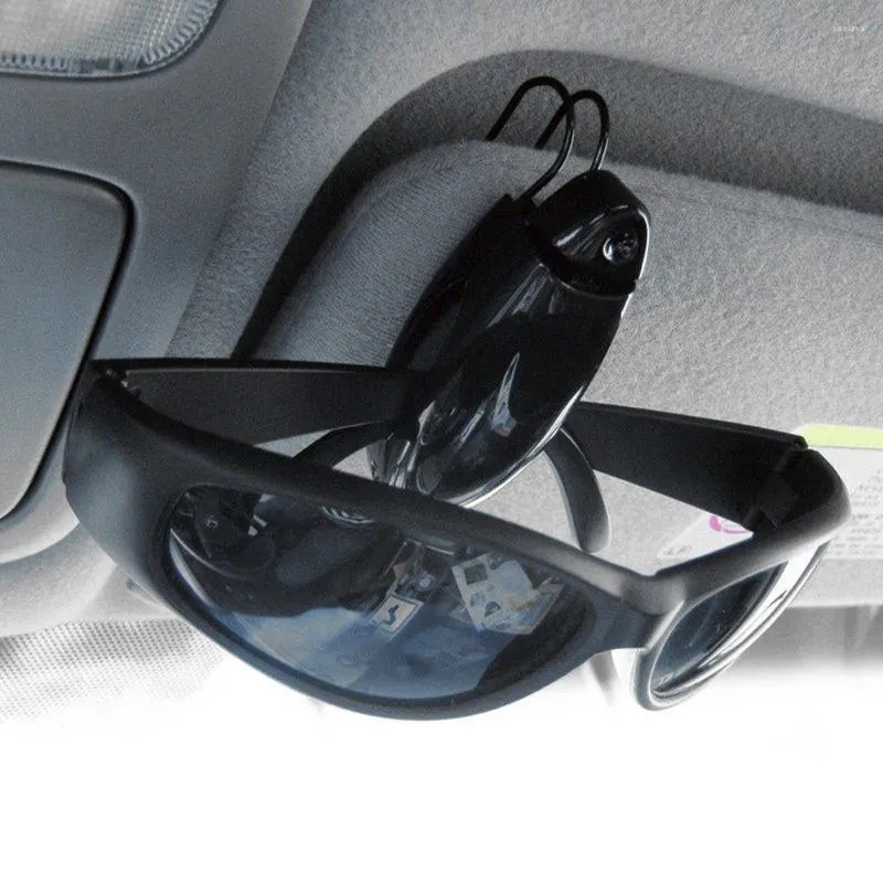 Car Organizer 1Pc Auto Vehicle SUV Sun Visor Sunglasses Eye Glasses Card Pen Black Holder Clip PVC Durable Interior Accessories Universal