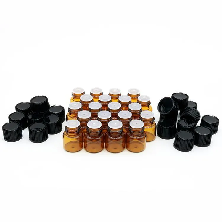 1ml 2ml 3ml (1/4 5/8 DRAM) زجاجة زجاجية مصغرة 1CC 2CC 3CC AMBER عينة قارورة زجاجة زيت أساسية صغيرة