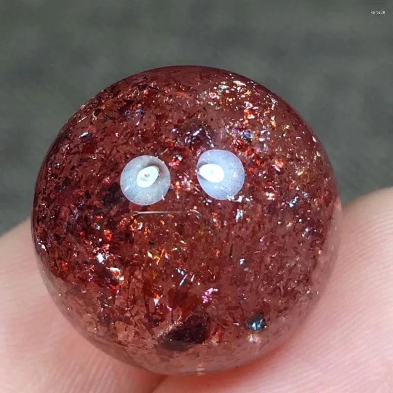 Hänghalsband äkta naturlig lepidocrocite kvarts super sju 16 mm gyllene jordgubb boll sfär kristall vackert kvinnor mode