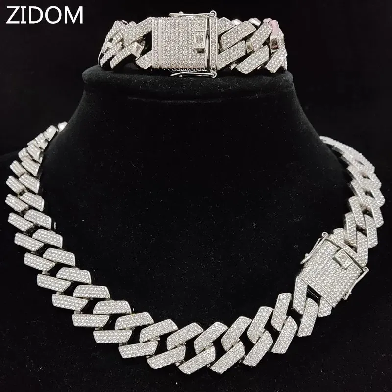 Chokers Mannen Vrouwen Hip Hop Ketting voor Fashion party 20mm breedte Ruit Cubaanse Kettingen Ketting Hiphop Iced Out Bling sieraden 231113