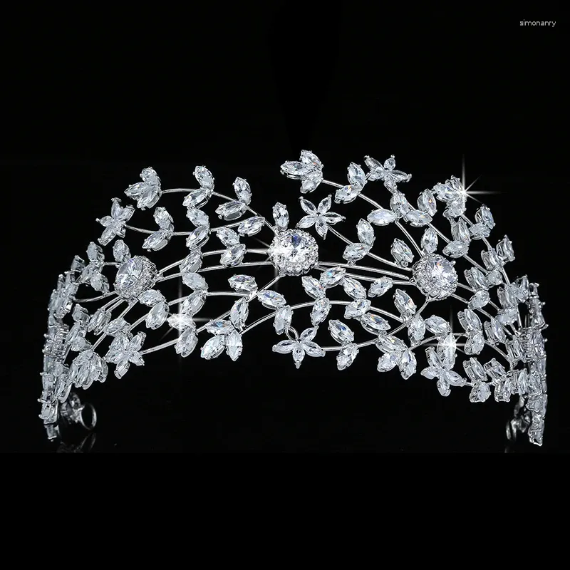 Haarspeldjes Tiara En Kroon HADIYANA Trendy Vrouwen Bruiloft Bruids Sieraden Party Accessoires Gift Zirkoon BC5565 Princesa