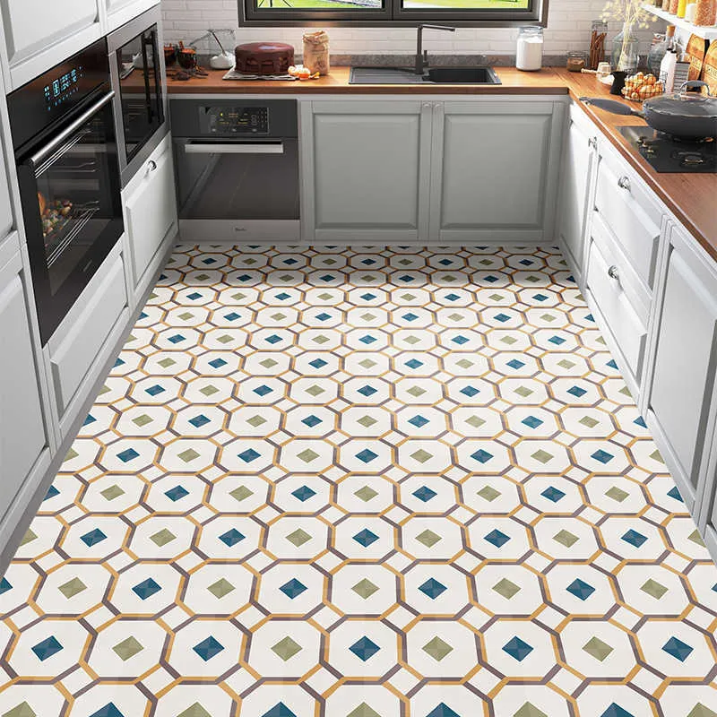 Leaves Pattern Kitchen Carpet Waterproof Oilproof Home Entrance