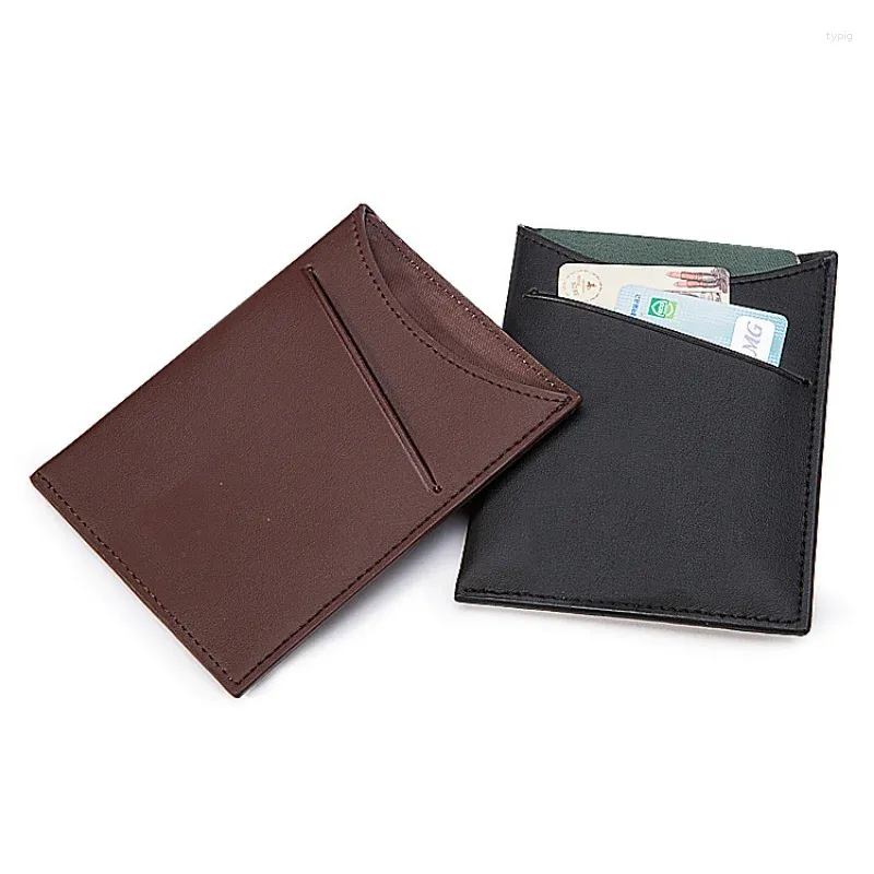 Porte-cartes PU loisirs hommes ID/carte sac créatif ultra-mince multifonctionnel passeport étui hommes titulaire exposition solide couleur pochette