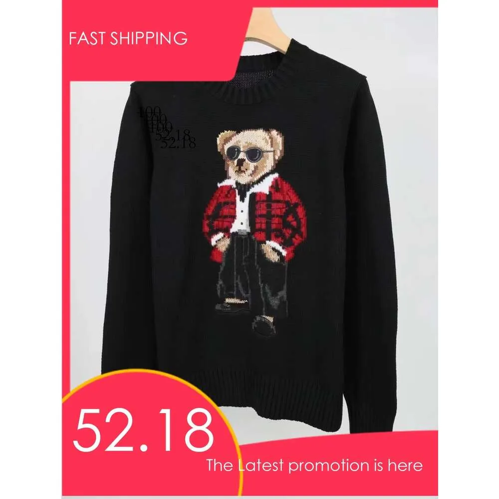 Designer Bear Sweater Ralphs Women's S Cartoon Rl Bear Women Winter Men Clothing Fashion Long Seve Knitted Pullover Sweater