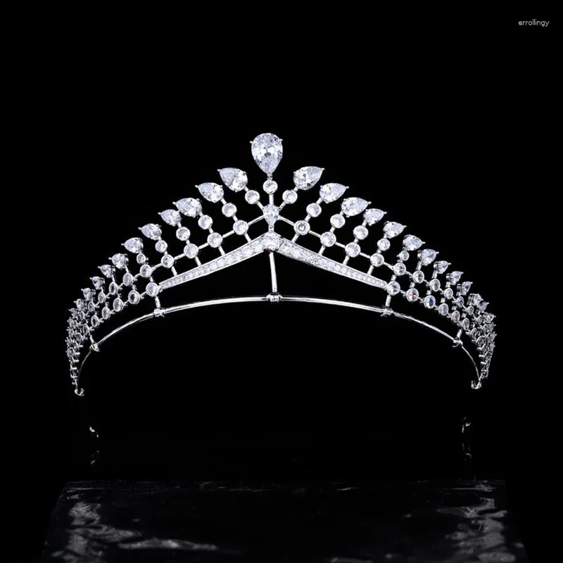 Pinzas para el cabello de lujo lleno de circonio novia coronas de boda y tiaras elegante diadema aro accesorio HQ0350