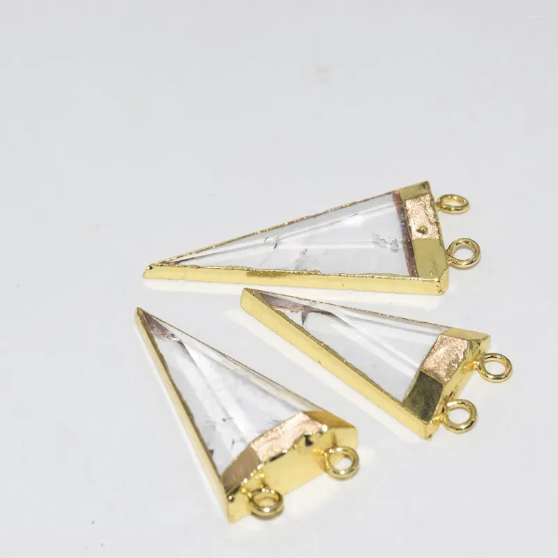 Pendentif Colliers Bijoux de mode Naturel Pierre Triangle Collier 2023 Femme Plaqué Or Cristal Clair Quartz Flèche Femmes Réel 5pc