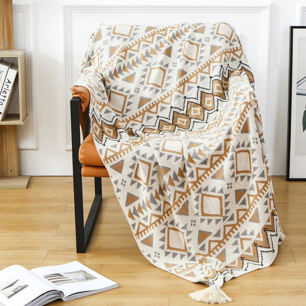 Filtar textil stad retro dekorera täcke filt vinter tjock navajo stil soffa handduk hem stickad kast sängöverdrag 130x200 cm 230414
