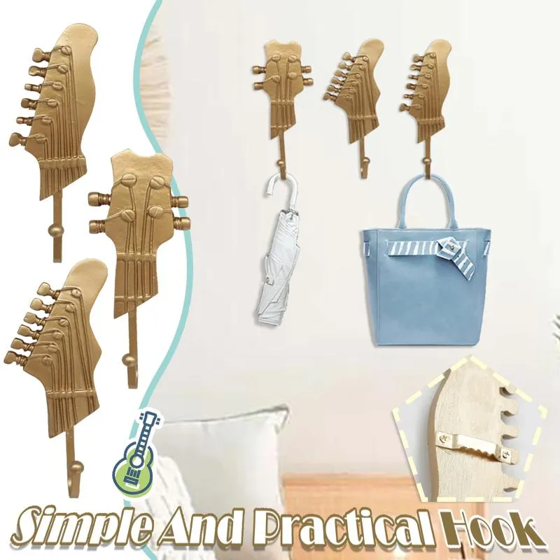 Hooks & Rails 3pcs/set Creative Resin Hook Guitar Head Shaped Hanger Key Clothes Hat Coat Towel Wall Holder Home Kitchen Storage Supplies #2