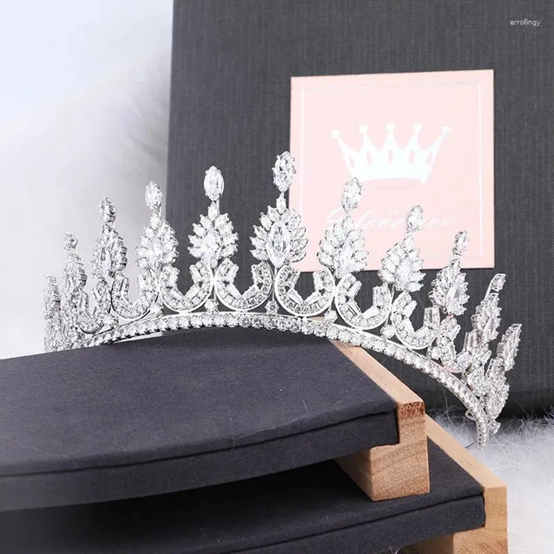 Hair Clips MYFEIVO Bridal Floral Tiara Shiny Zircon Crown Accessories Princess Lengthen Super Fairy Wedding Jewelry HQ0800