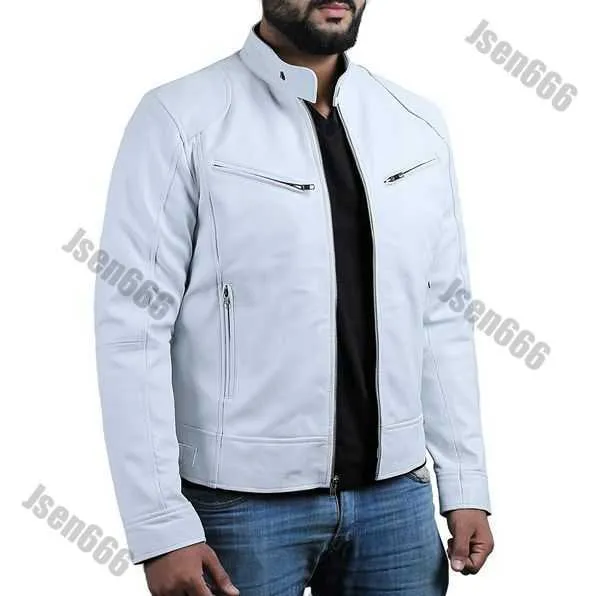 Leder Bomber Designer Jacke Herbst Winter Männer Mäntel Stehkragen Reißverschluss Schwarz Motor Biker Motorrad Leder Herren Jacken für Windjacken Mantel RXHZ