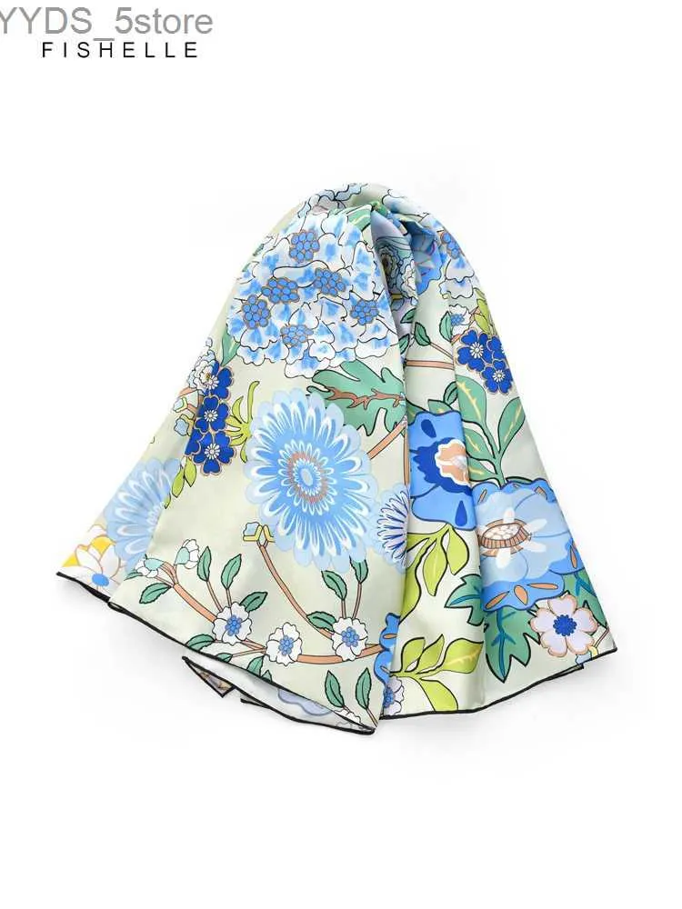 Schals Bohnengrüne Blume bedruckt 100 % echter Seidentwill-Damenschal Foulard weiblicher quadratischer Kopfschal Bandana SHL Luxusgeschenk für Dame YQ231114