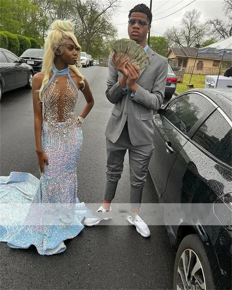Blue and silver clearance prom