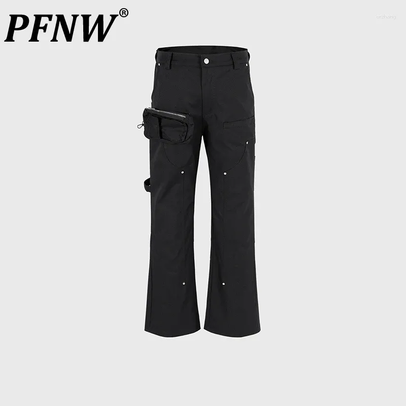 Pantalones para hombres PFNW y otoño de las mujeres Tide Zipper Cargo Chic Darkwear Pocket Funcional Amplio Casual Monos Pantalones 12Z4255