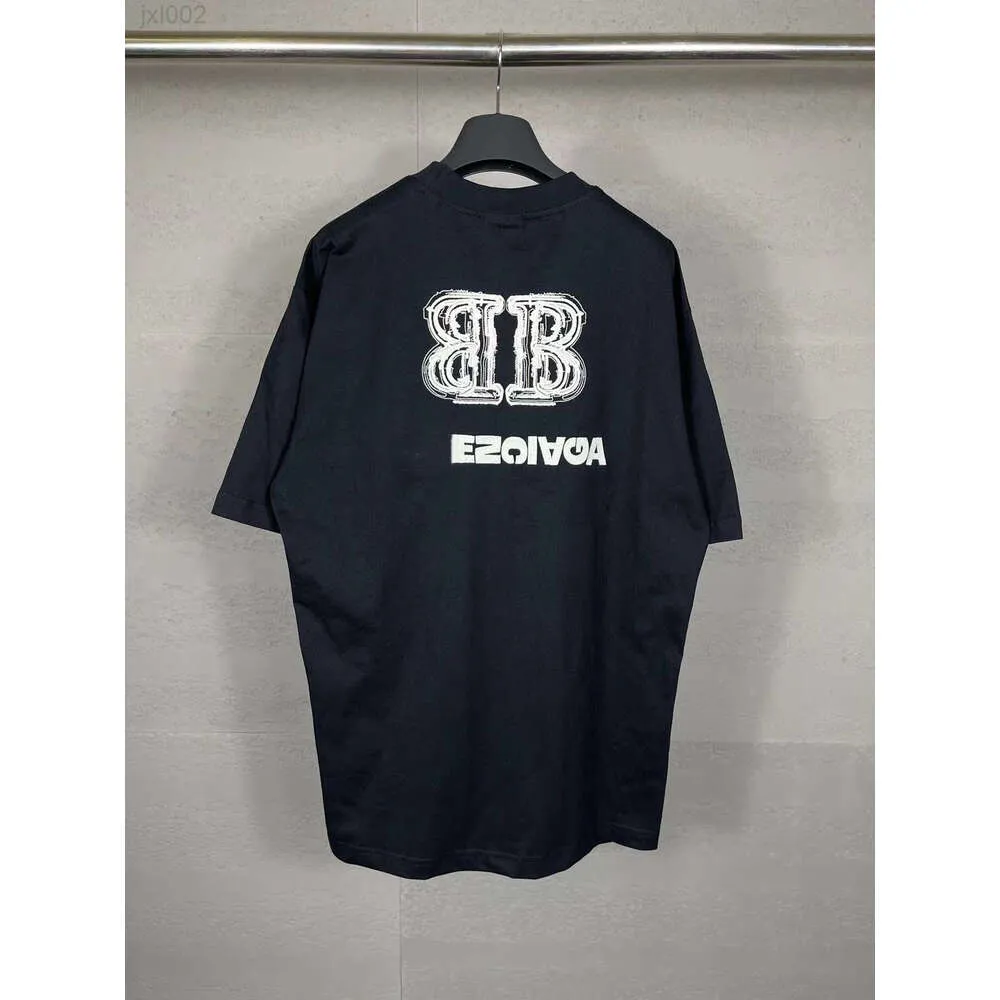 Balanciaga T-shirt Designer High Edition 23 New b Home Paris Marque de mode Double b Lettre de broderie inversée Lâche Col rond T-shirt à manches courtes