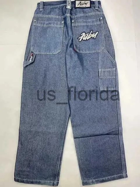 Jeans da uomo Jeans FUBU New Hip Hop Jeans larghi retrò neri per uomo e donna Pantaloni Harajuku Rock Fashion Street Jeans a gamba larga a vita alta J231111