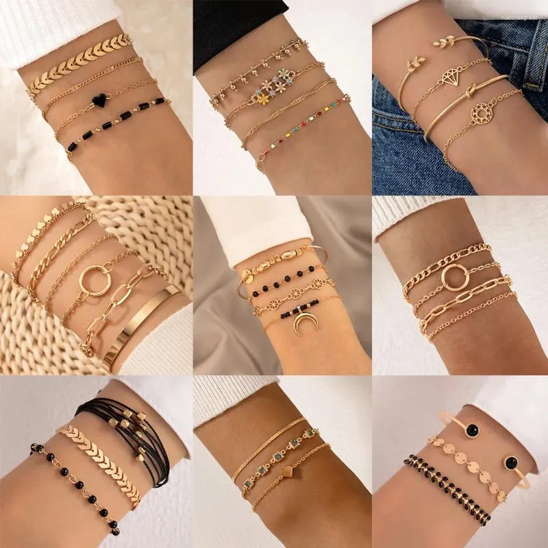 Bracelets à maillons tendance pour femmes et filles, chaîne à main multicouche, costume, bijoux cadeaux, vente en gros