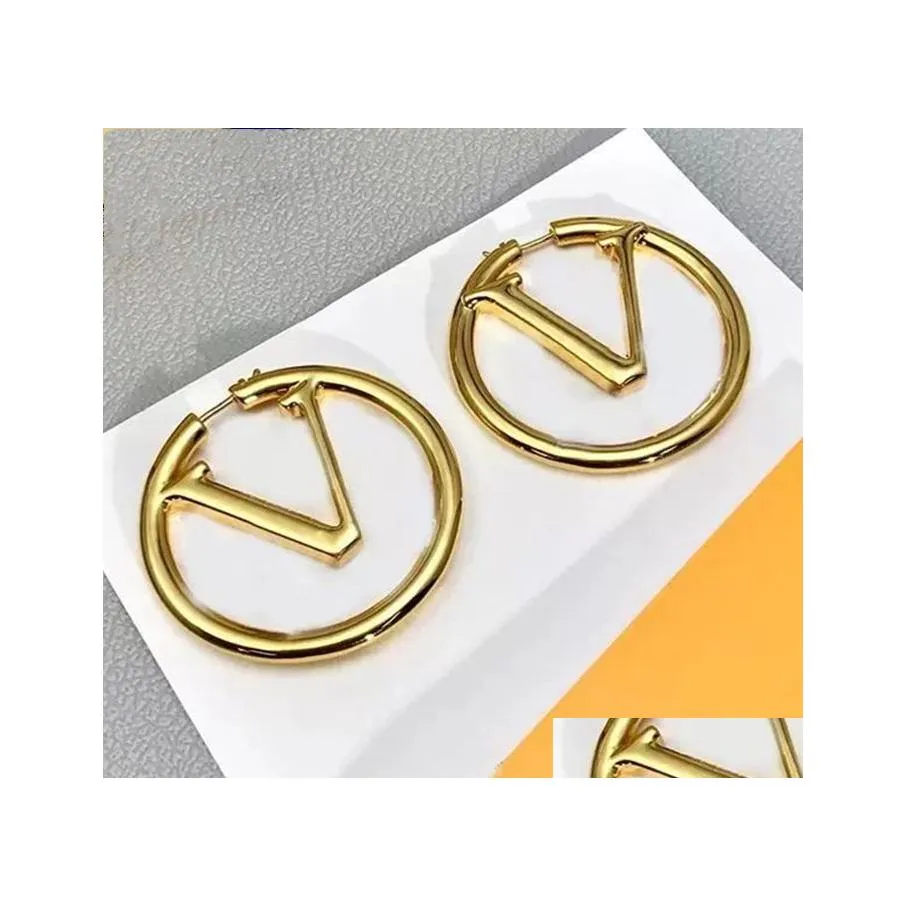 Stud Fashion Luxury Womens Big Circle Simple Earring Hoop Earrings For Woman Drop Delivery Jewelry Dhqvj