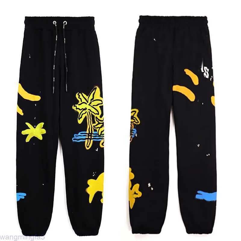 4GJ5 Herr Black Palm Joggers Pants Designer Coconut Tree Print Loose Casual Sweatpants