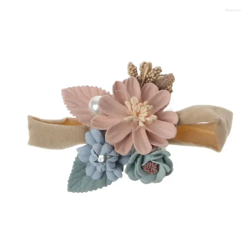 Hair Accessories Baby Girls Headbands Bows Stretchy Nylon Hairbands For Born Infant Flower Pearl Elastic Band Wraps