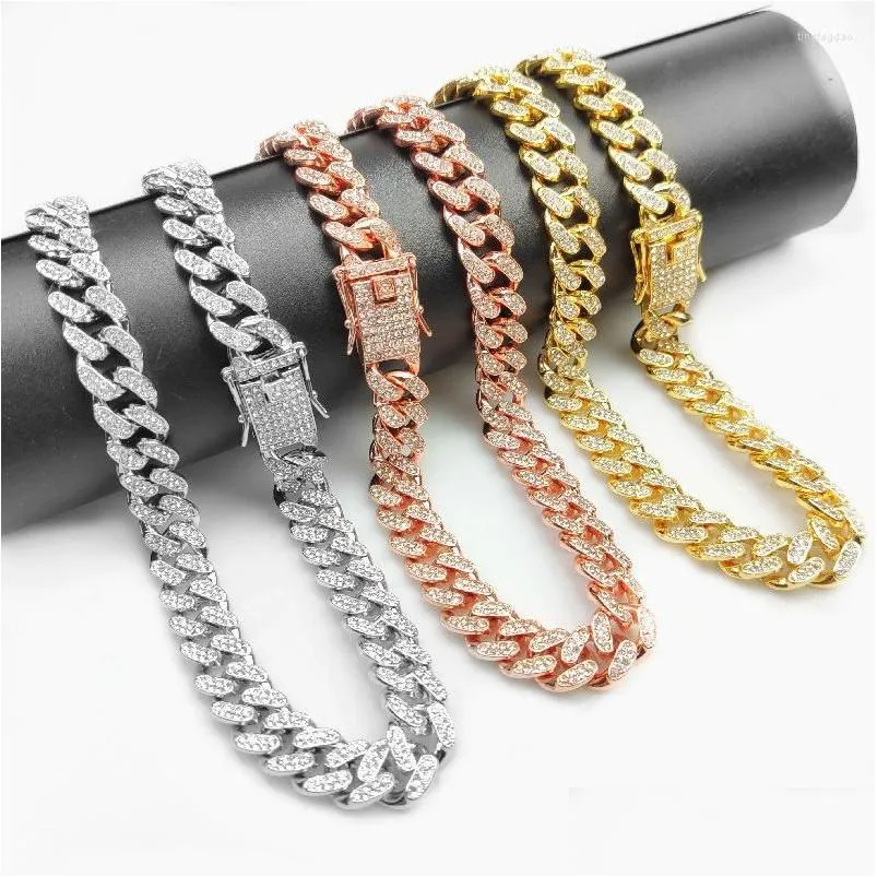 Halsbanden Luxe Designer Kraag Armband Bling Diamanten Ketting Cubaanse Gouden Ketting Voor Pitbl Grote Honden Sieraden Metaal Mater Dhq9Z