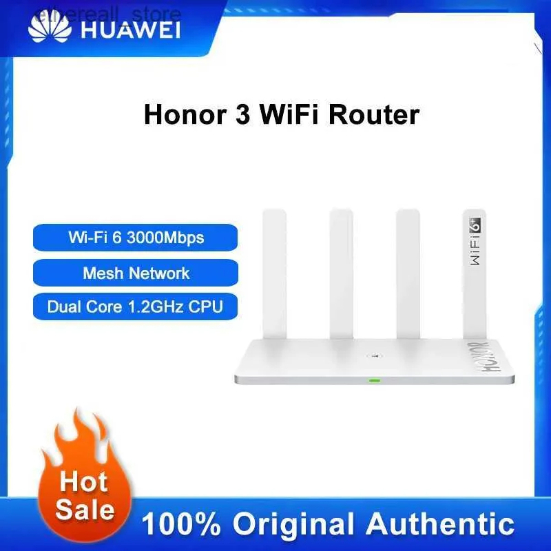 Routers Honor 3 Wireless Router WiFi 6 3000Mbps Dual-Core Network Extender Signal Repeater High Gain 4 Antennas for Office Home Q231114