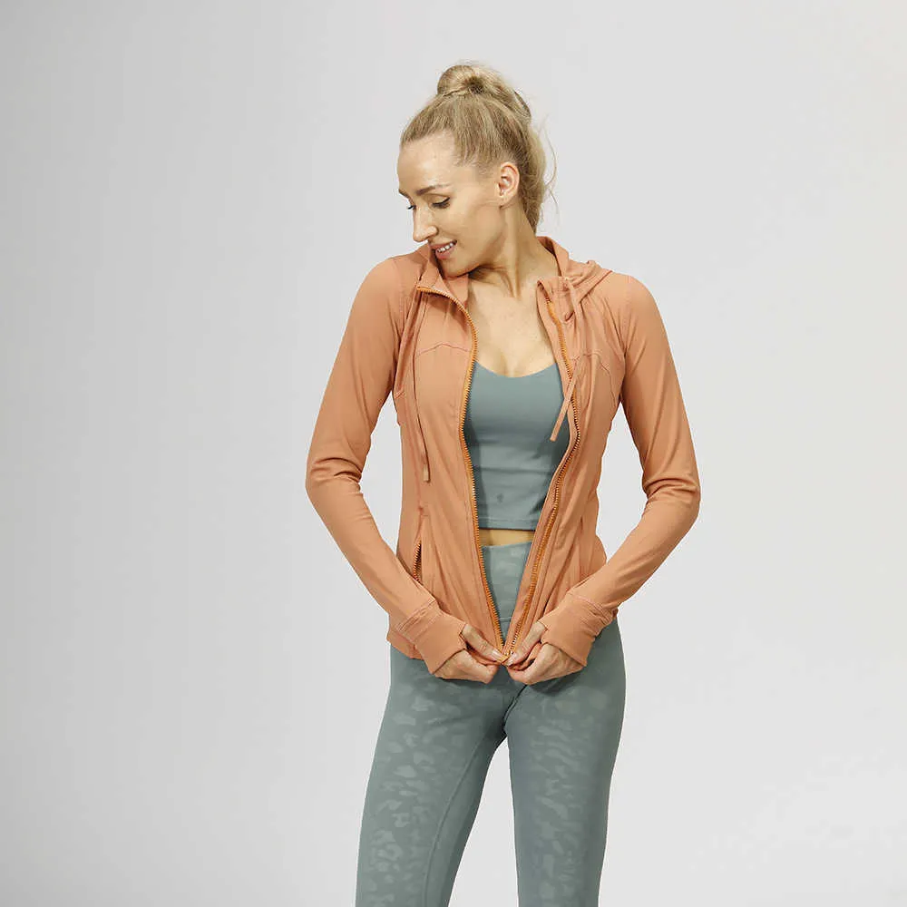 Tute da donna Tuta da yoga Giacca sportiva da donna Cappotto Felpa con cappuccio fitness con cappuccio smerigliato solido