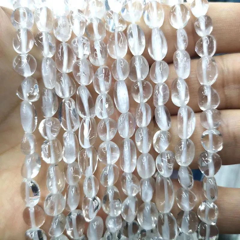 Löst ädelstenar naturligt klart grusrockkvarts stenpärlor Crystal Gemstone Spacer för smycken som gör DIY-armband handgjorda 6-8mm