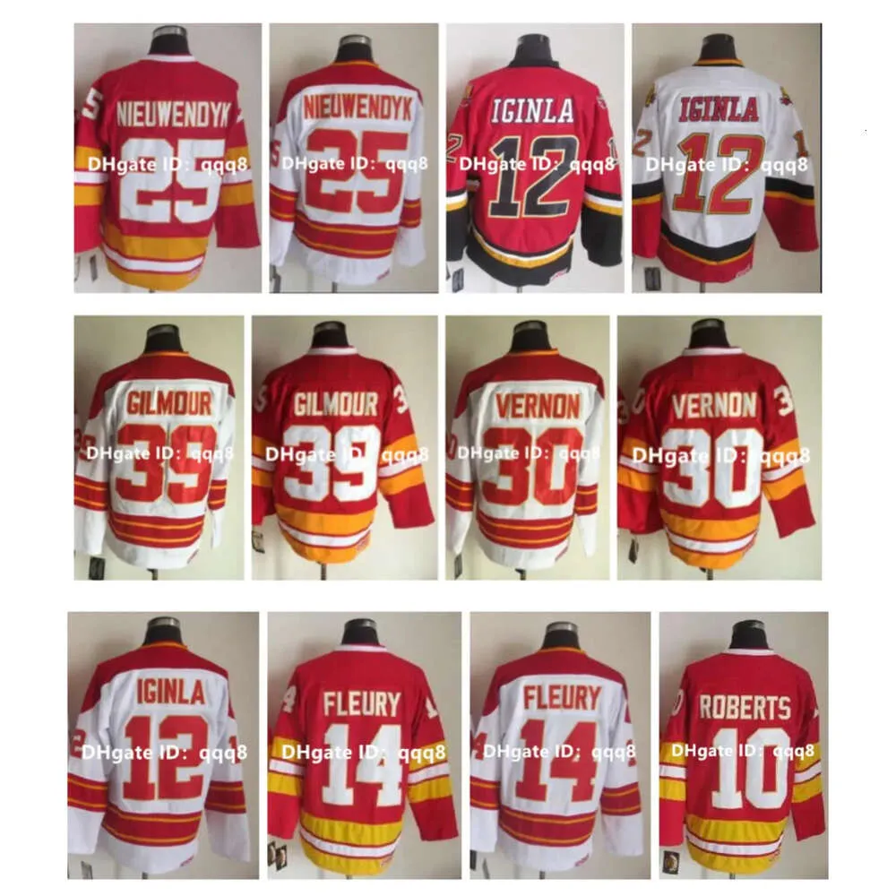 SJ Vintage CCM Hóquei Jersey Flames Al Innis Teoren Fleury Lanny McDonald Jarome Iginla Gary Roberts Mike Vernon Doug Gilmour Joe Nieuwendyk