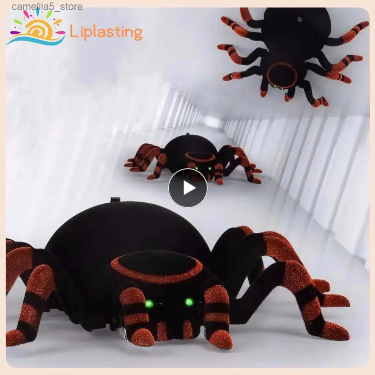 Elektriska/RC -djur Simulerad spindelleksak 360 grader Rotation Väggklättring Remote Control Toys Halloween Prank Toy för födelsedagsfest Saker Rekvisita Q231114