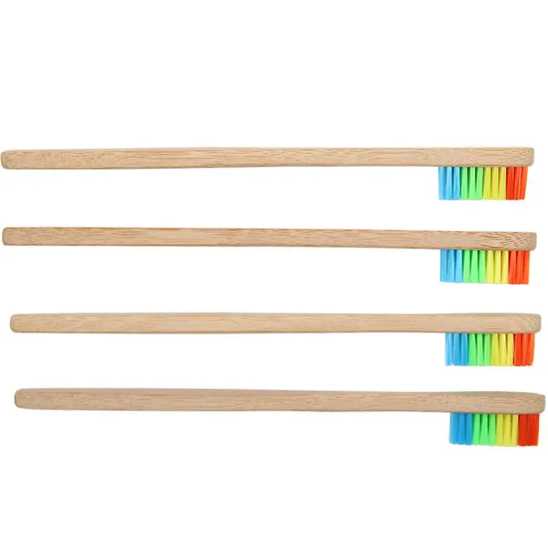 Eco-Friendly Bamboo Handle Rainbow Toothbrush Health Portable Soft Hair Oral Care Supplies Oral Cleaning Care Tools