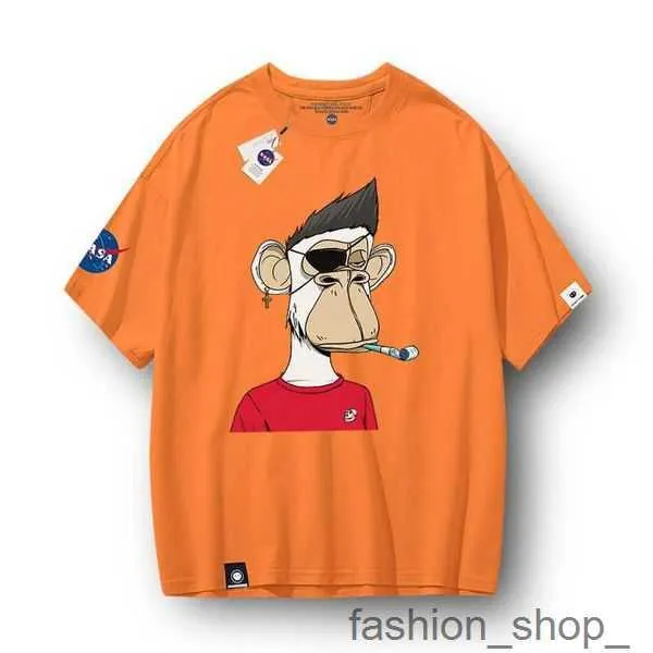 Men's T-shirts Designer T-shirt Nasa Co Branded Boring Ape and Women's Fashion Brand Nft Curi Bayc Monkey Head Same Loose Couple Short Sleeve Factory Sales 4 6G0S