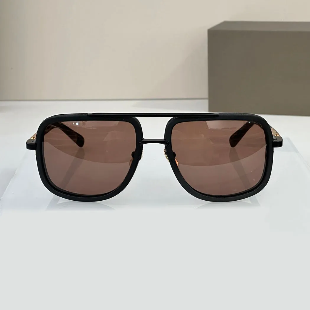 Matte Black Titanium Square Solglasögon för män Brown Lens Fashion Glasses Gafas de Sol Designer Solglasögon Shades Occhiali Da Sole UV400 Eyewear