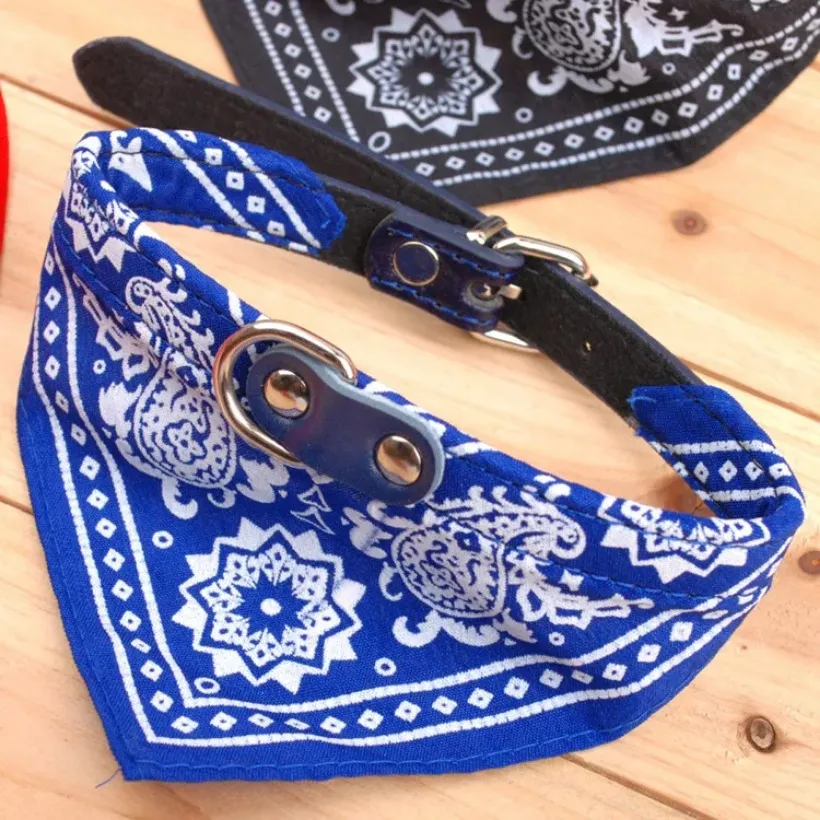 Pet Dog Collar Leather Collars Lead Adjustable Pets Cat Scarf Bandana Neckerchief Mix PU Necklace Decoration