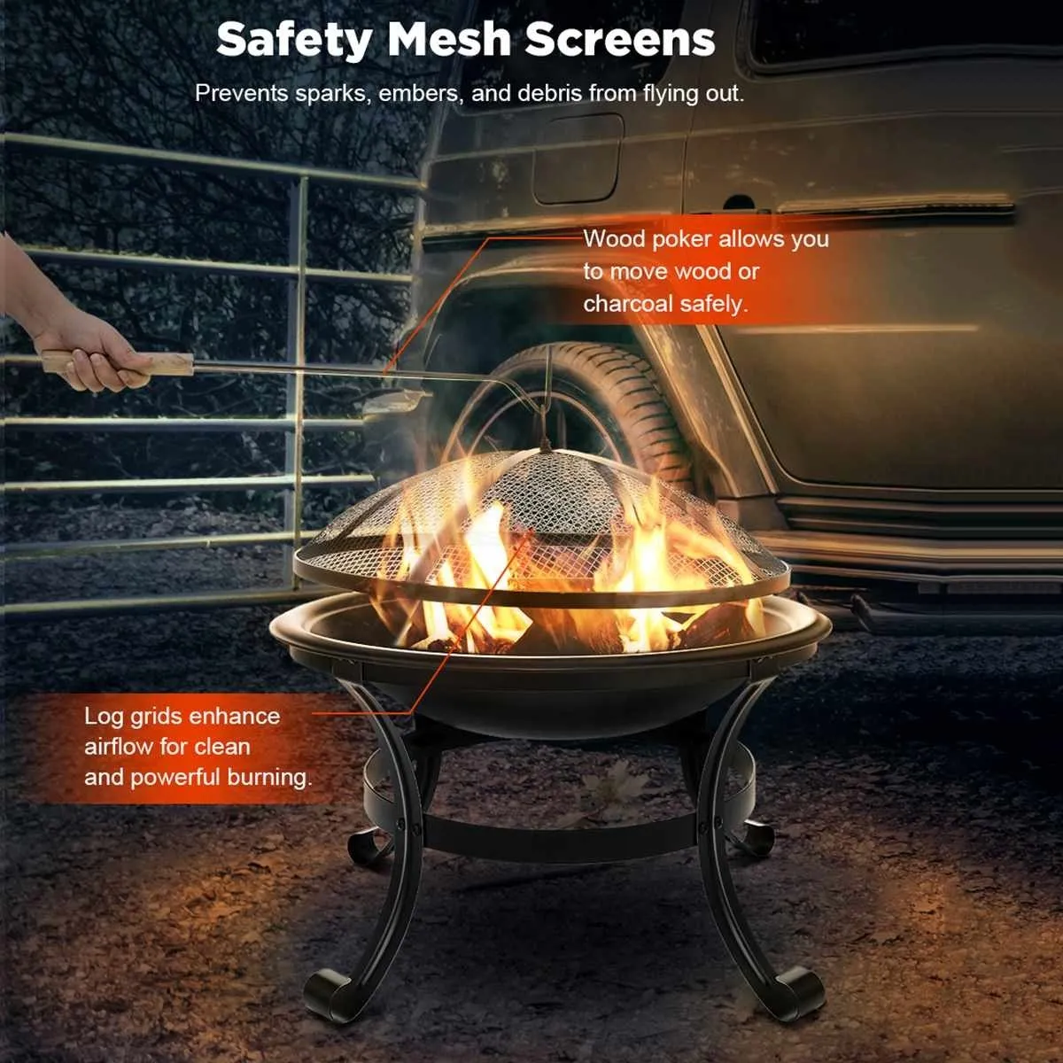 Grille De Cuisson Pliante Pour Feu De Camp - Acier Inoxydable, Hauteur Réglable