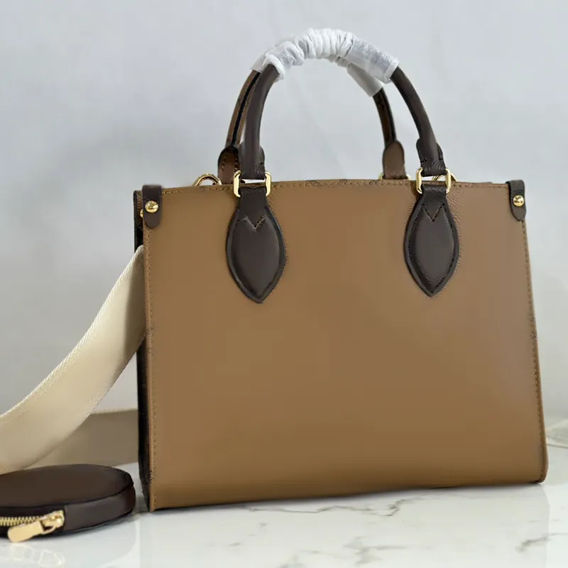 Sac à bandoulière simple de luxe de qualité originale 25 cm fourre-tout classique L46373 avec boîte