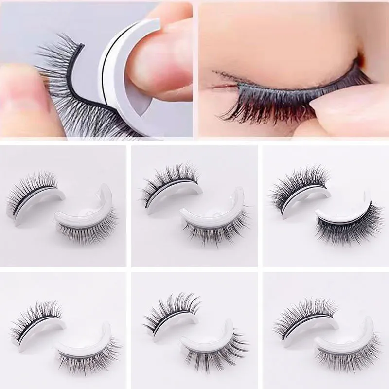 Makeup Tools 1Pair Återanvändbart Selfadhesive False Eyelashes 3D Mink Lashes GlueFree Eyelash Extension 3 Seconds To Wear No Lim Meed 230413