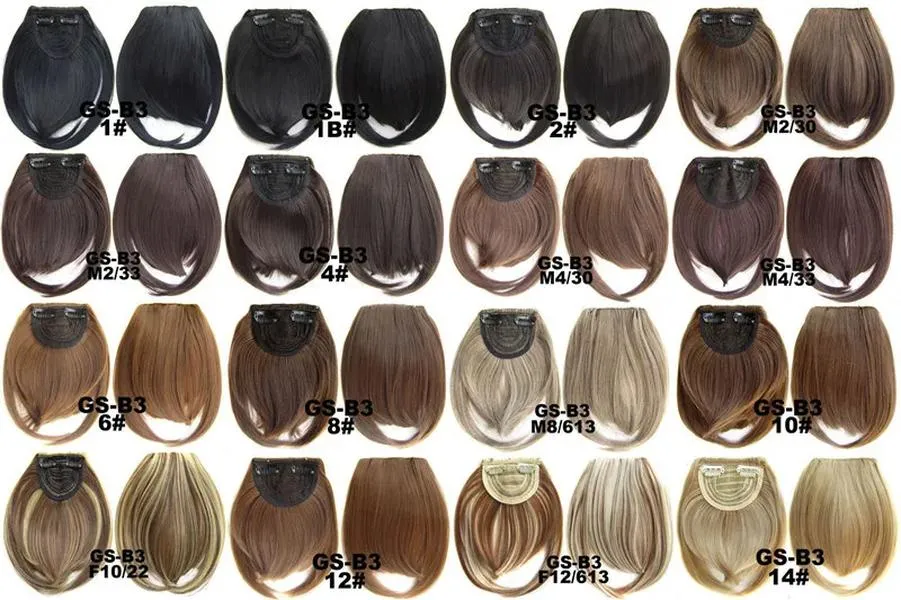 New 32 Colors Short Front Neat bangs Synthetic Hair Fringe Bang Hairpiece Clip In Front Hair Extension Straight 12 LL