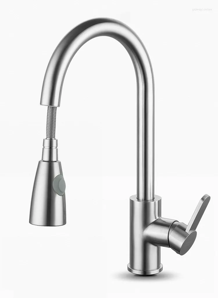 Kitchen Faucets Viborg Deluxe 304ステンレス鋼の鉛フリープレーアウトスプレー蛇口ミキサータッププルアウトスプレーサテンニッケル