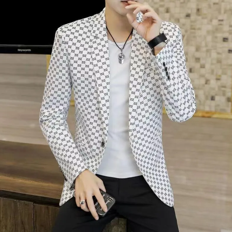 Men's Suits & Blazers Fashion Designer Man Classic Casual floral print Luxury Jacket Brand Long Sleeve Men Slim Coats